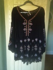 Usado, Vestido Free People preto bordado tamanho grande boho fluido manga longa XS comprar usado  Enviando para Brazil