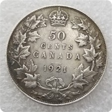 Moeda artesanal Canadá 1921 moeda dólar prata Canadá 50 centavos mundo antigo!! comprar usado  Enviando para Brazil
