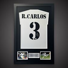 Camisa de futebol com moldura assinada à mão do Real Madrid Roberto Carlos com certificado de autenticidade £299 comprar usado  Enviando para Brazil