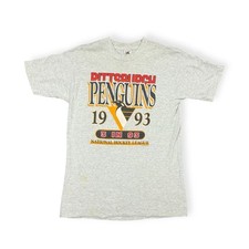 Camiseta de hóquei vintage 1993 PITTSBURGH PENGUINS ~ 3 EM 93 ~ cinza urze média comprar usado  Enviando para Brazil