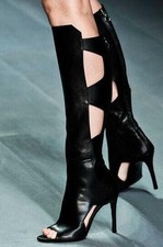 Sapatos femininos de couro para festa gladiador salto alto biqueira aberta joelho comprar usado  Enviando para Brazil
