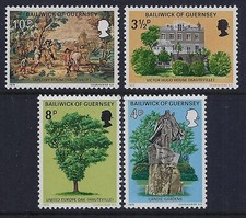 1975 GUERNSEY VICTOR HUGO'S EXILE CONJUNTO DE 4 EM PERFEITO ESTADO, SEM MARCA DE CHARNEIRA/MUH comprar usado  Enviando para Brazil