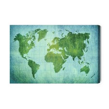 Obraz na płótnie Mapy Zielona mapa świata Premium Canvas, używany na sprzedaż  PL