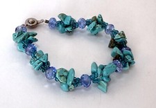 Pulseira de contas de acrílico azul e pedra preciosa turquesa natural boho chique, Y2K comprar usado  Enviando para Brazil