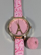 Relógio pulseira de couro sintético torre Eiffel rosa redondo mostrador tom prata comprar usado  Enviando para Brazil