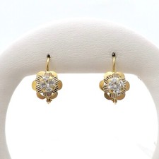 Brincos de ouro 18k sólido italiano 750 abril pedra do nascimento flor alavanca comprar usado  Enviando para Brazil