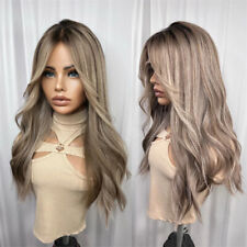 Usado, Perucas femininas de renda loira suja com raízes de cinzas cabelo humano remy colorido  comprar usado  Enviando para Brazil