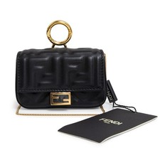 FENDI Nano Baguette Charme Bolsa de Ombro Corrente 2 Vias Pele de Cordeiro, Preta 7AR844 comprar usado  Enviando para Brazil