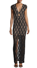 VESTIDO MAXI NIGHTCAPWEAR preto buraco na fechadura manga curta renda NOVO EM FOLHA, usado comprar usado  Enviando para Brazil