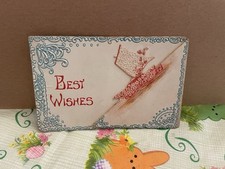 Cartão postal antigo com aba de barco Best Wishes em relevo, usado comprar usado  Enviando para Brazil