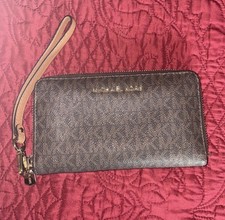 Carteira/pulseira Michael Kors MK preta/marrom assinatura com zíper ao redor comprar usado  Enviando para Brazil