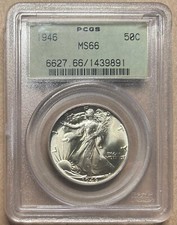 1946 PCGS MS66 Walking Liberty meio dólar 50c - OGH - Suporte verde antigo comprar usado  Enviando para Brazil