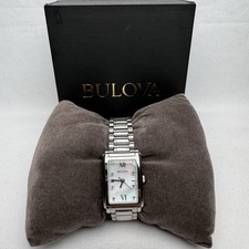 Usado, Bulova relógio retangular feminino diamante aço inoxidável prata 96P157 em excelente estado usado comprar usado  Enviando para Brazil