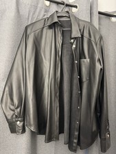 Black leather shirt for sale  LONDON