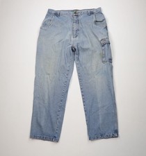 Jeans cargo vintage anos 90 Y2K streetwear masculino 38x32 desgastado folgado perna larga azul comprar usado  Enviando para Brazil