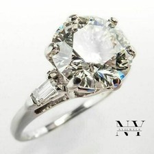 Anel de noivado de ouro branco 14K sólido solitário de moissanita corte redondo de 2,50 quilates comprar usado  Enviando para Brazil