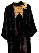 Vestido de renda 1931 marrom esmagado veludo e marfim com jaqueta e chapéu combinando strass comprar usado  Enviando para Brazil
