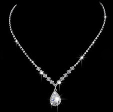 935 Silver Shiny 17.30 Carats Cubic Zirconia Women's Fashion Water Drop Necklace comprar usado  Enviando para Brazil