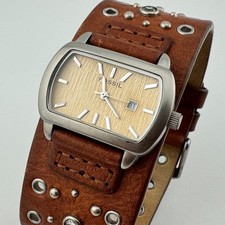 Antigo Relógio de Quartzo Fóssil Feminino Barril de Prata Pulseira de Couro Data Nova Bateria, usado comprar usado  Enviando para Brazil
