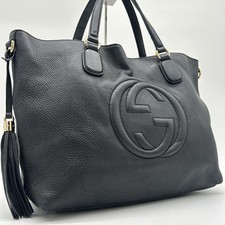 Bolsa tote GUCCI Soho borla bolsa de ombro 282303 couro preto autêntica comprar usado  Enviando para Brazil