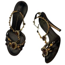 Sandália Feminina Giuseppe Zanotti Design Marrom Camurça Joias Salto Alto Tamanho 5.5 comprar usado  Enviando para Brazil