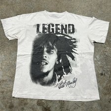 Camiseta masculina Bob Marley Legend grande branca gráfica assinatura de música reggae comprar usado  Enviando para Brazil