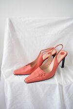 Y2K Sergio Rossi biqueira pontiaguda salto slingback biqueira quadrada Reino Unido tamanho 5.5 rosa coral  comprar usado  Enviando para Brazil