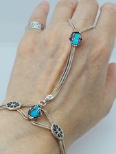 Usado, Pulseira de dedo vintage de prata esterlina 925 com corrente de escravo 18 cm. comprar usado  Enviando para Brazil