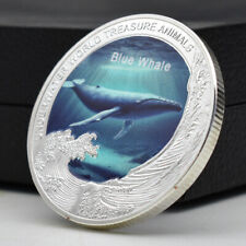 Usado, Moeda banhada a prata animal subaquático baleia azul medalha memorial do tesouro mundial comprar usado  Enviando para Brazil