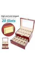 Caixa de relógio de madeira 20 slots display vidro estojo organizador presentes comprar usado  Enviando para Brazil