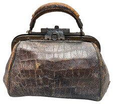 Bolsa de mão vintage jacaré médica bolsa satchel bolsa moeda couro marrom comprar usado  Enviando para Brazil