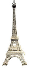 10” ESCULTURA DE METAL PRATA TORRE EIFFEL DECORAÇÃO TEMÁTICA PARIS LEMBRANÇA, usado comprar usado  Enviando para Brazil