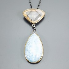 Unique Shop 38ct+ Colar Larimar Natural Prata Esterlina 925 18,5"/N23209, usado comprar usado  Enviando para Brazil