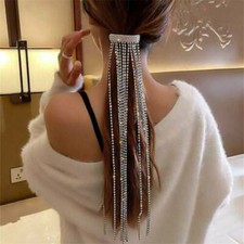 Horquillas largas completas para mujer brillo joyería borla cristal estrás cabello segunda mano  Embacar hacia Mexico