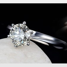 Anel de noivado de casamento feminino clássico da moda folheado a prata 925 redondo CZ, usado comprar usado  Enviando para Brazil