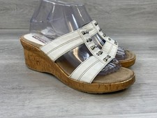 Sandália Bongo Feminina 9 Couro Branco Slide Casual Conforto Cunha de Cortiça cravejada comprar usado  Enviando para Brazil