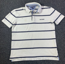 Camisa polo masculina de golfe Tommy Hilfiger XXL azul branca listrada manga curta algodão, usado comprar usado  Enviando para Brazil