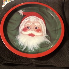 Bandeja de servir de metal vintage meados do século moderna aro vermelho Papai Noel grande 12”x12”  comprar usado Bandeja de servir de metal vintage meados do século moderna aro vermelho Papai Noel grande 12”x12”  comprar usado  Enviando para Brazil