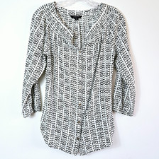 Blusa Lands End Feminina Tamanho 4 Óculos Branco Preto Viscose Escritório Núcleo Carreira, usado comprar usado  Enviando para Brazil