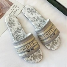 Sandálias femininas designer chinelos luxo carta deslizante borracha sapatos baixos comprar usado  Enviando para Brazil