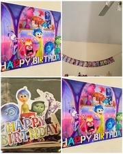 Conjunto de suprimentos para festa de aniversário de dentro para fora banner enfeite de bolo comprar usado  Enviando para Brazil