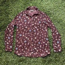 Blusa feminina Primark estampa de pássaro com botões tamanho 6 borgonha manga longa comprar usado  Enviando para Brazil