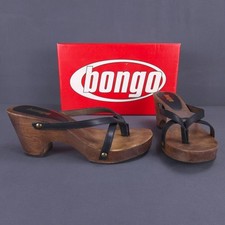 Usado, Sandálias de Salto Bongo Madeira Candice Tanga Plataforma Couro Superior Preto Marrom 7M comprar usado  Enviando para Brazil