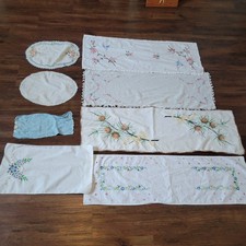 Lote vintage de 8 peças de lenços decorados para corredores e toalhas na ponta dos dedos, usado comprar usado  Enviando para Brazil