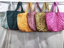 Bolsa por atacado feminina de seda sari bolsa de mão bolsa de ombro bolsa jhola bolsa de fim de semana comprar usado  Enviando para Brazil