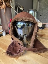 Usado, Capacete de piloto de inverno vintage couro original era soviética URSS comprar usado  Enviando para Brazil