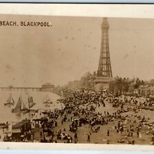 1909 Blackpool, Inglaterra RPPC praia foto real quiosque de ostras máquinas de banho A73, usado comprar usado  Enviando para Brazil