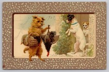 Cartão postal 1909 Anthropomórphic Dog Jack Russell Terrier Cairn Ação de Graças Turquia, usado comprar usado  Enviando para Brazil