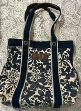 Bolsa tote de lona vintage Abercrombie & Fitch azul escuro e branco com 2 alças comprar usado  Enviando para Brazil