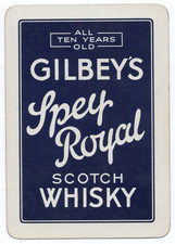 AMPLO RARO VINTAGE "Whisky - Gilbeys (Spey Royal, Azul, CHECK)" Cartão de Jogo Único comprar usado  Enviando para Brazil